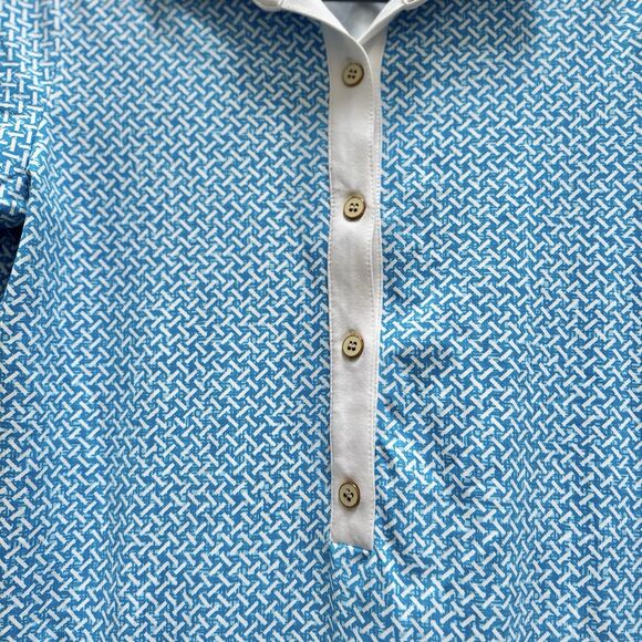 J.McLaughlin Callie Dress M Blue Geometric Shirt Preppy Coastal Resort Nautical - Picture 10 of 16